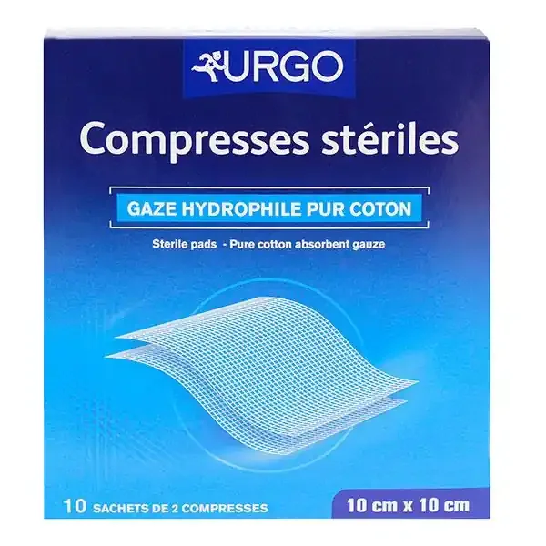 10×2 compresses de gaze stériles 10cmx10cm