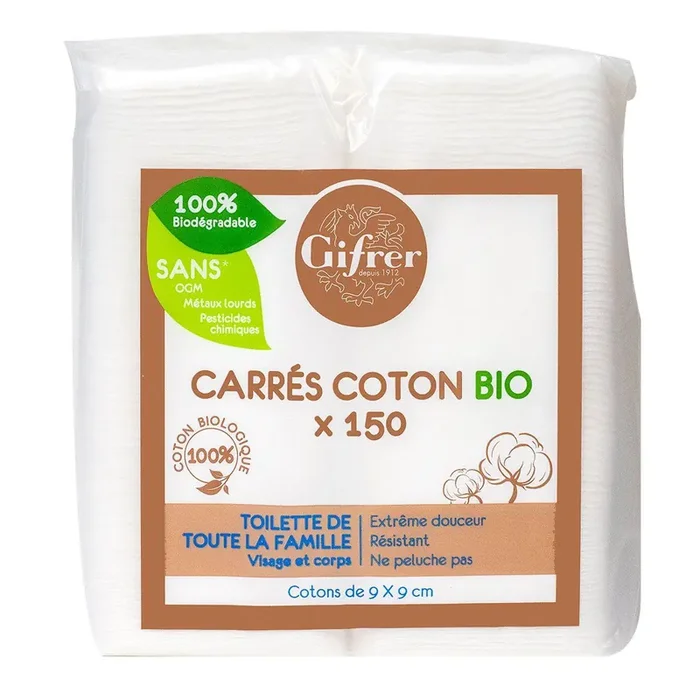 150 carrés coton bio 9x9cm