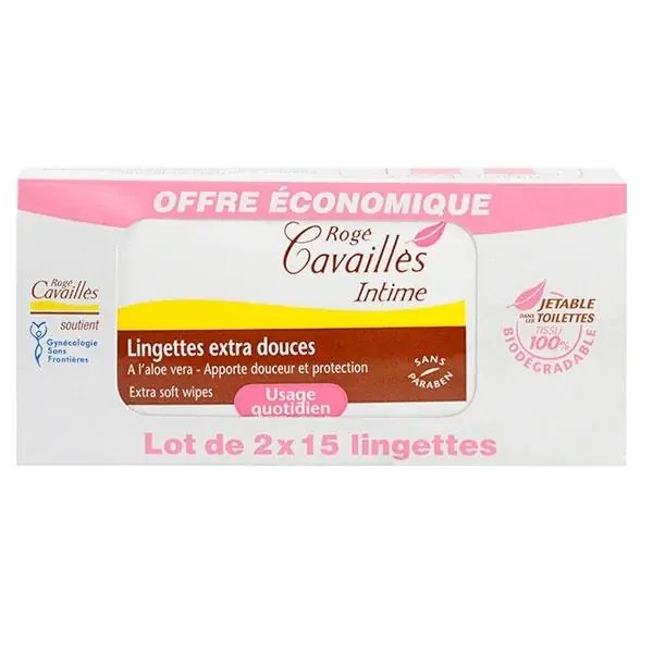 2×15 Lingettes intime extra-douces