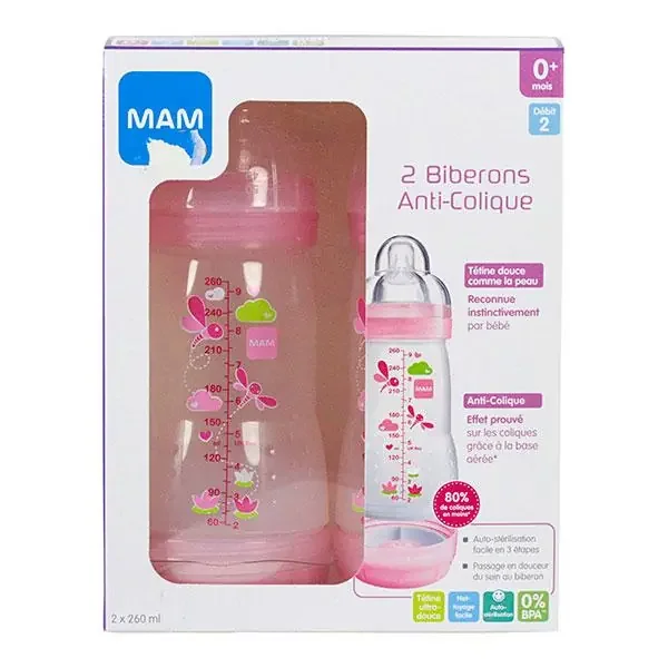 2 Biberons anti-colique +0 mois 260ml