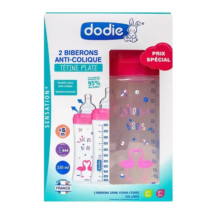 2 biberons Sensation+ débit 3 6mois+ 330ml