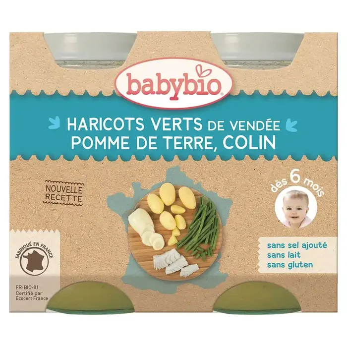 2 pots haricots verts pommes de terre colin 6 mois et +