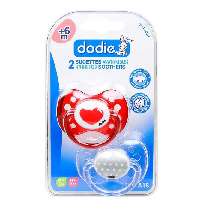 2 Sucettes anatomiques +6 mois « Cœur » & « Etoiles »