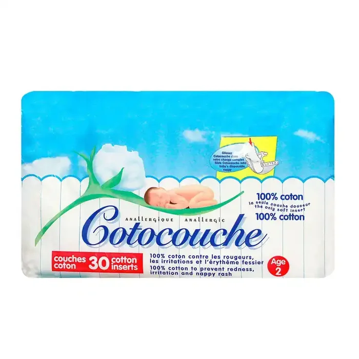 30 couches coton Cotocouche anallergique 2ème âge