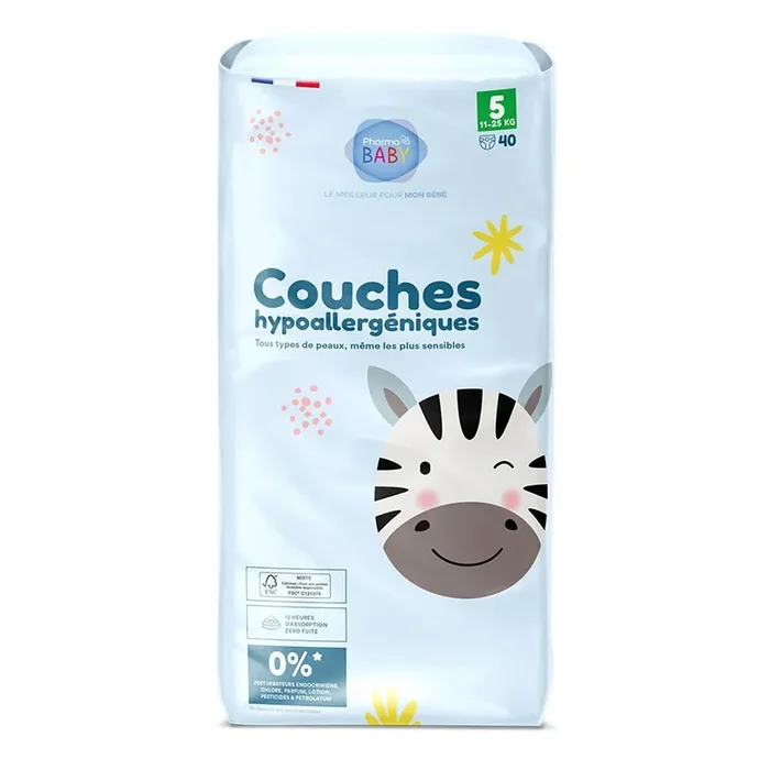 40 couches hypoallergéniques 11-25 kg toute peau taille 5