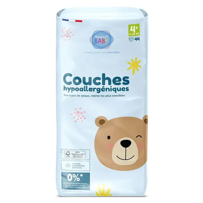 44 couches hypoallergéniques 9-20 kg toute peau Taille 4+
