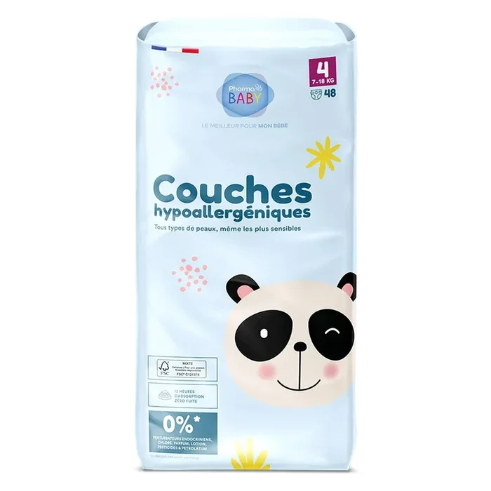 48 couches hypoallergéniques 7-18 kg toute peau taille 4