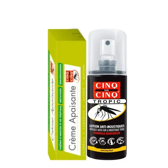 5/5 Cinq sur Cinq Lot Spray répulsif Tropic anti-moustiques + Crème apaisante après piqûres