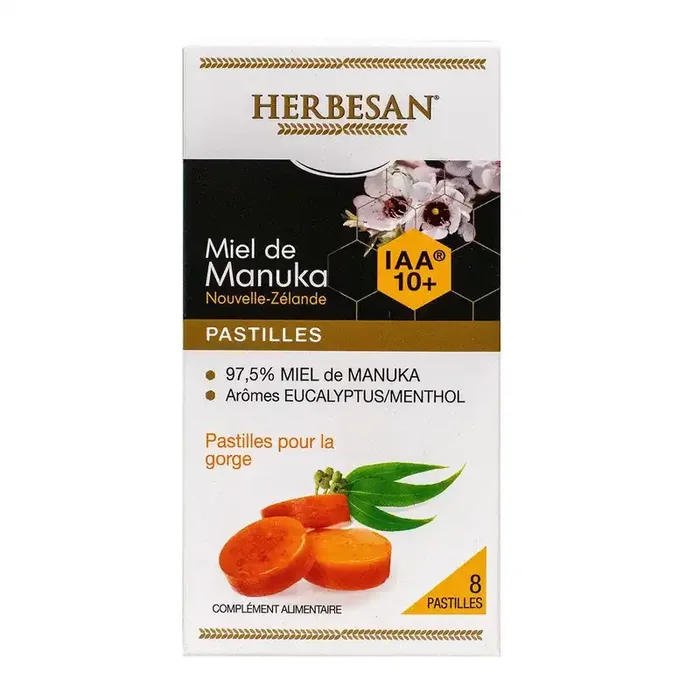 8 pastilles gorge 97,5% miel de Manuka arôme eucalyptus