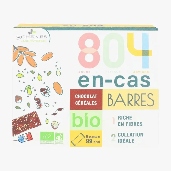 804 en-cas 8 barres bio chocolat céréales
