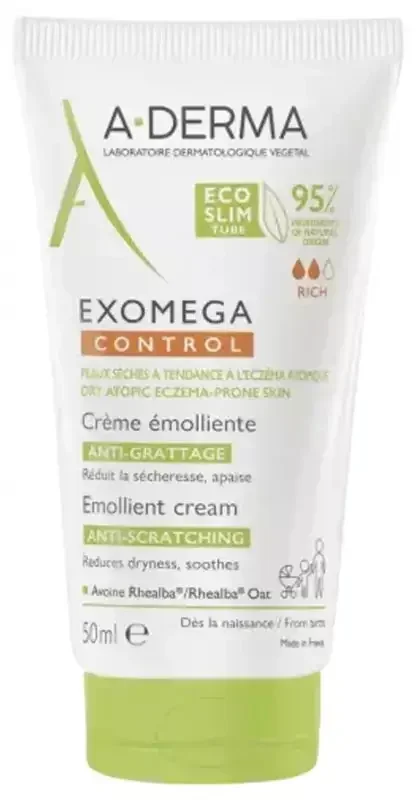A-DERMA Exomega Control Crème Émolliente Anti-Grattage Peaux Sèches Eczéma 50 ml