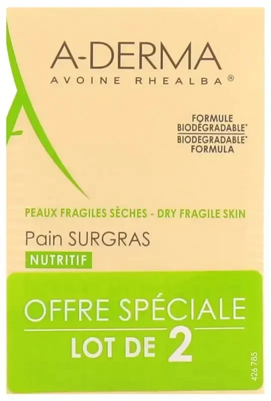 A-Derma Les Indispensables Pain Surgras Nettoyant Nutritif Offre Spéciale Duo 2 x 100 g