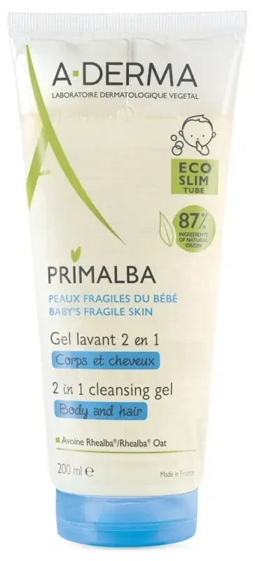 A-Derma Primalba – Gel Lavant Douceur Bébé 2en1 Corps et Cheveux 200 ml