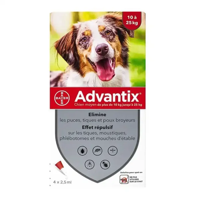 Advantix Chien Moyen – 4×2,5ml 1bte