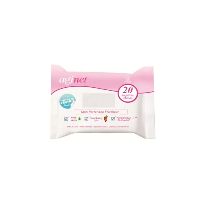 AGINET BIO LINGETTES INTIMES FRAICHEUR MAXI FORMAT X20 BIOGYNE