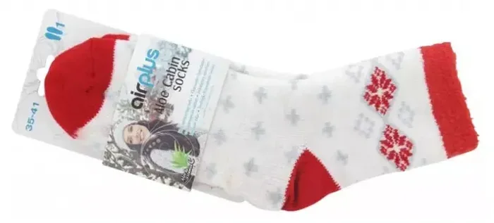 Airplus Aloe Cabin Chaussettes Hydratantes Aloe Vera – Taille 35-41 – Couleur Blanc Flocons Rouges