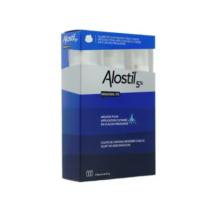 ALOSTIL 5 %, mousse pour application cutanee en flacon pressurise 3x60g