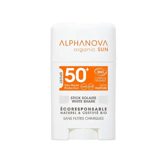 Alphanova stick solaire blanc tres haute protection visage spf 50 – 12g