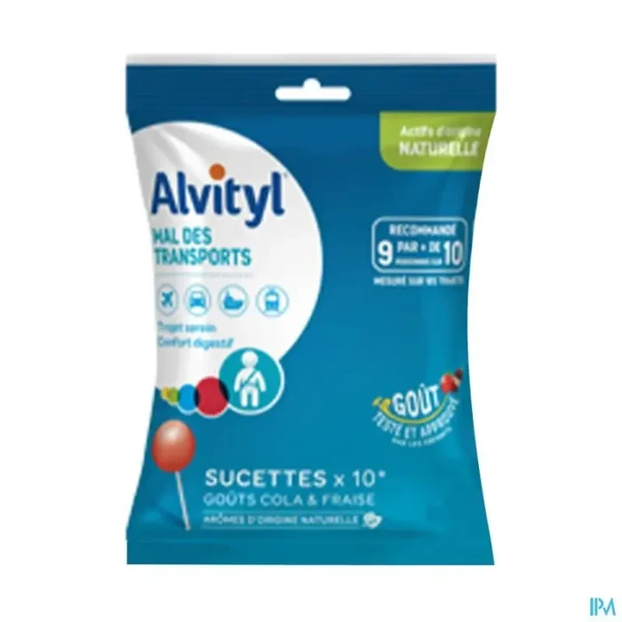 Alvityl mal transports enfant sucette cola fraise 10