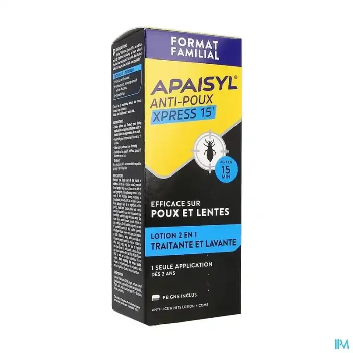 Apaisyl xpress 15 antipoux shamp 200ml + peigne