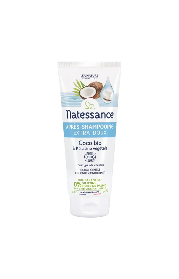 Après-shampoing extra-doux bio – Huile de coco – Cheveux normaux à ternes