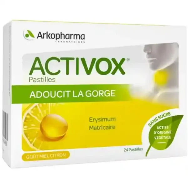 Arkopharma Activox pastilles gorge Miel Citron Sans Sucre – 24 pastilles