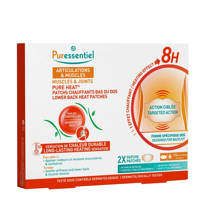 Articulations & Muscles – 2 Patchs Chauffants bas du dos Pure Heat&reg; aux 14 Huiles Essentielles