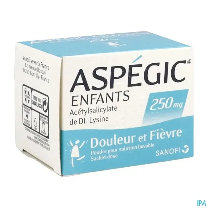 Aspegic enfant 250mg poudre pour solution buvable sachet 20