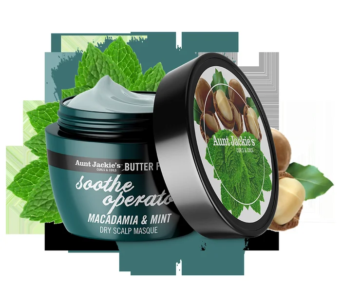 Aunt Jackie´s SOOTHE OPERATOR – Masque hydratant pour cuir chevelu sec avec macadamia et menthe 8oz