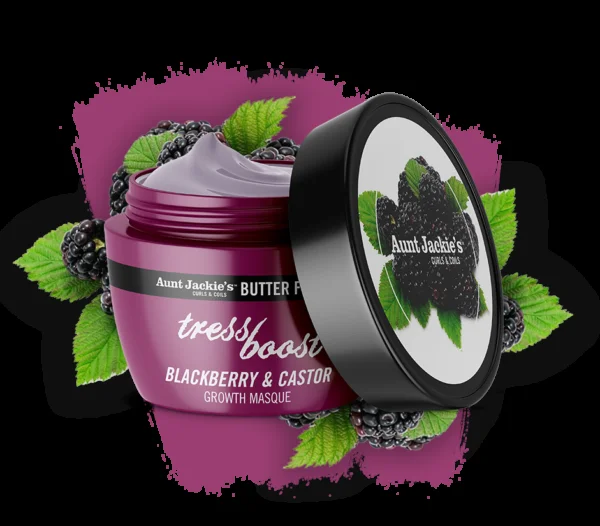 Aunt Jackie´s TRESS BOOST – Masque de repousse des cheveux avec mûre et ricin 8oz