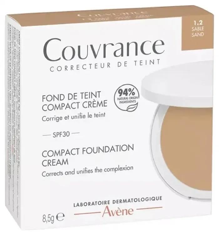 Avène Couvrance Fond de Teint Compact Crème SPF30 8,5 g – Teinte 1.2 Sable