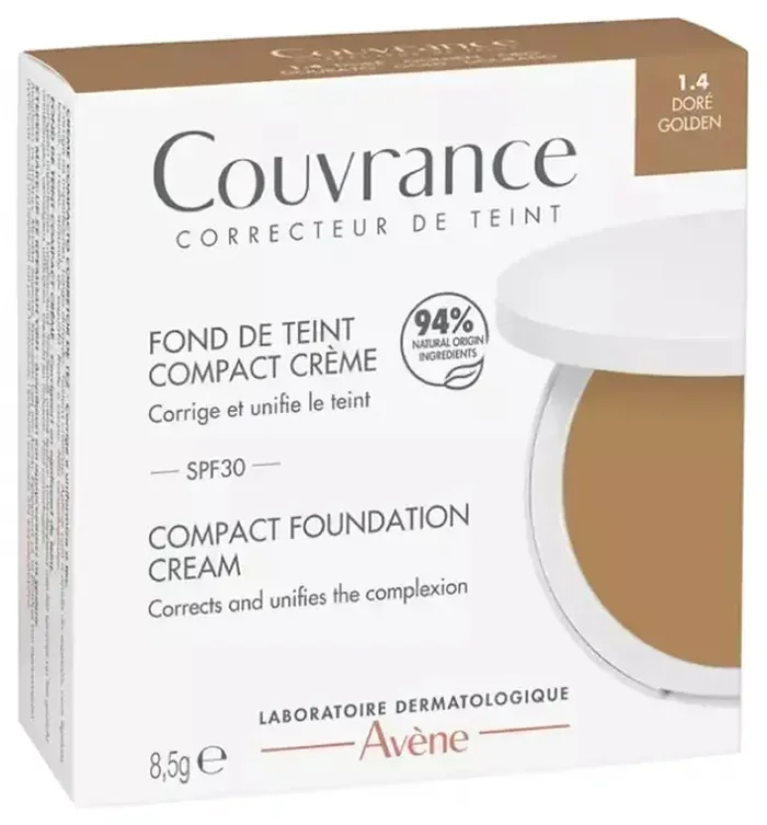 Avène Couvrance Fond de Teint Compact Crème SPF30 8,5 g – Teinte 1.4 Doré