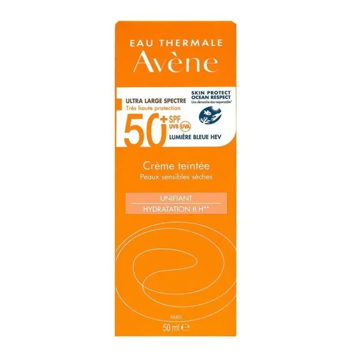 Avene crème solaire teintée unifiante spf50+, tube 50 mL