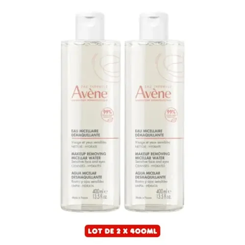 AVÈNE Eau Micellaire Démaquillante – Lot de 2x400ml