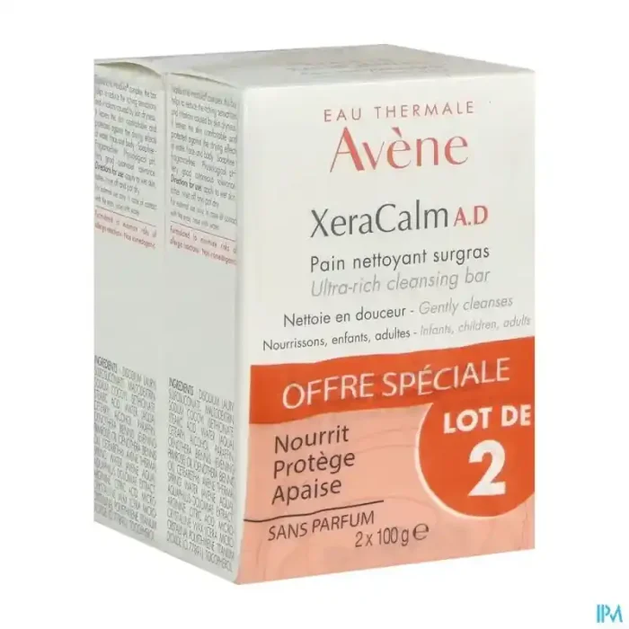 Avène xeracalm ad pain nettoyant surgras 100g x2