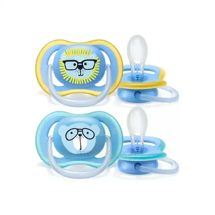 Avent lot de 2 sucette ultra air boy jaune +18 mois