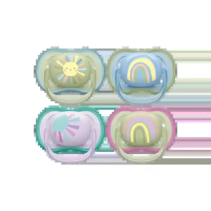 Avent Ultra Air 2 sucettes orthodontiques 0-6 mois modele Soleil et Arc-en-Ciel