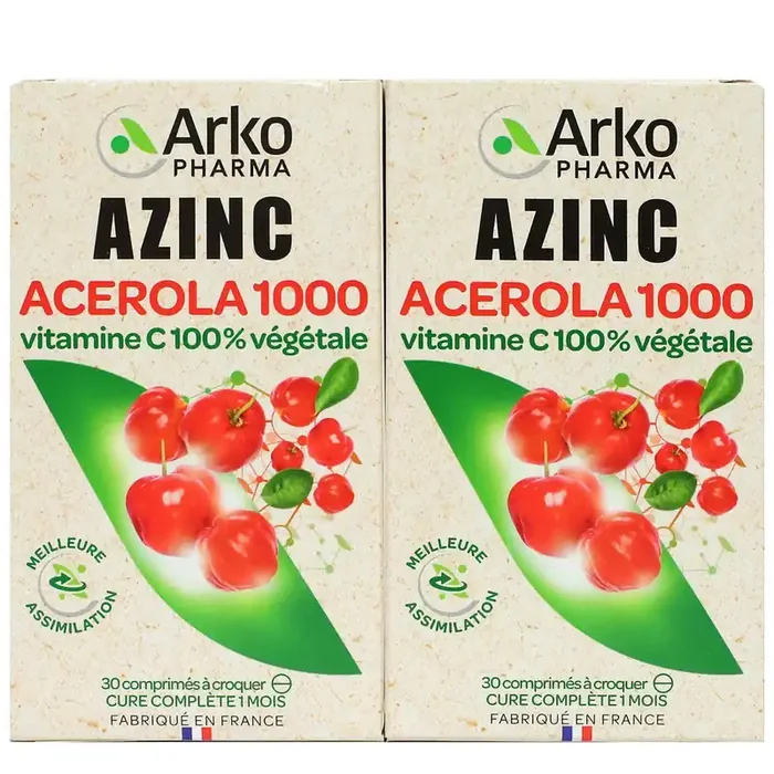Azinc Acérola 1000 vitamine C 2×30 comprimés