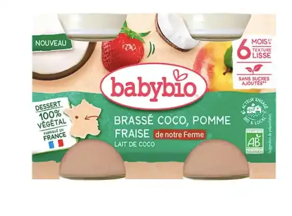 Babybio brassé coco pomme fraise lait de coco X2 6mois+