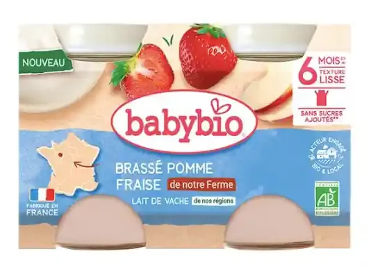 Babybio brassé pomme fraise 6moi et+ x2