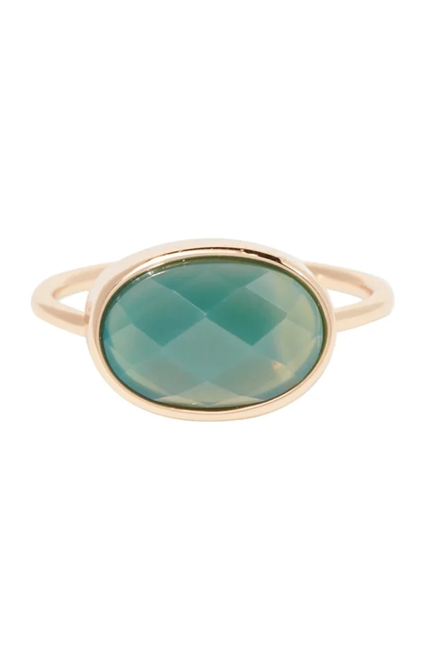 Bague – Laiton doré & agate verte