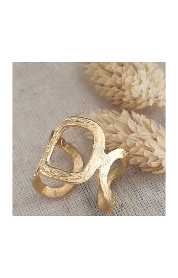 Bague spirale ajustable – Laiton doré & plaqué or mat