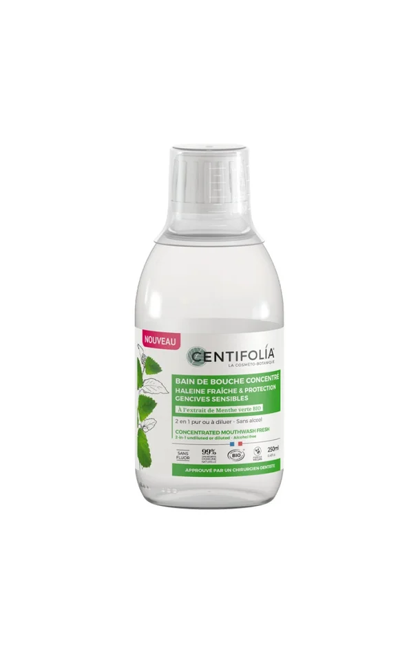 Bain de bouche 2-en-1 à diluer bio – Menthe verte – Gencives sensibles – 250 ml