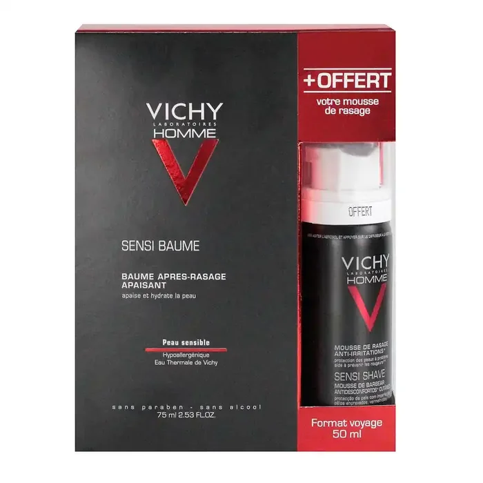 Baume après-rasage Sensi Homme 75ml + mousse de rasage de voyage 50ml
