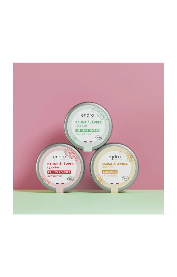 Baumes à lèvres – Fruites rouges, Menthe & Agrumes – 3 x 15 ml