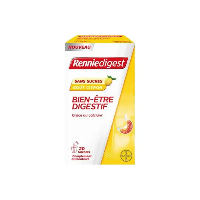 Bayer Renniedigest bien-etre digestif gout citron sans sucres 20 sachets