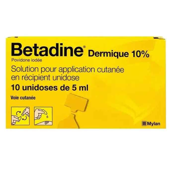 Betadine dermique 10% Solution – 10 unidoses de 5mL