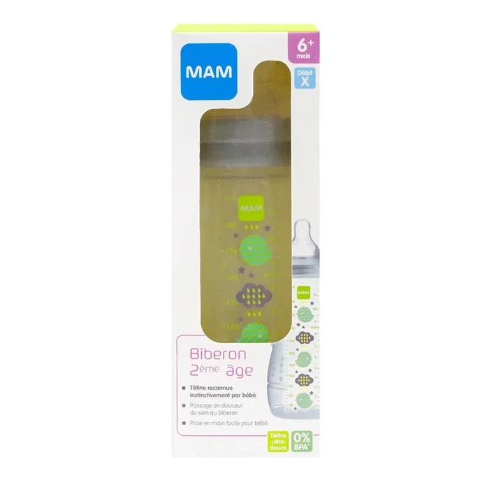 Biberon 2ème âge 6 mois et + 330ml décor uni