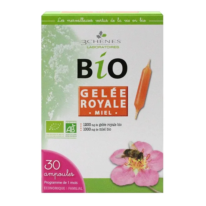 Bio gelée royale & miel 30 ampoules