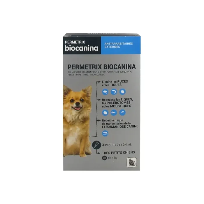 Biocanina permetrix tres petits chiens – de 4 200mg/40mg